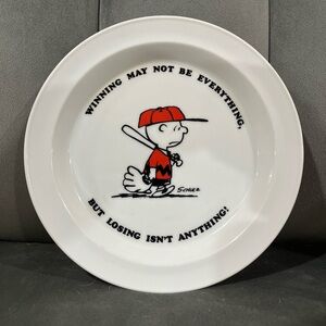 Vintage Charlie Brown Peanuts Plate Baseball Winning May Not Be Everything HTF